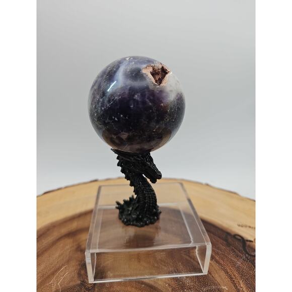 Rainbow Labradorite Sphere .45lb 53mm W/Dragon Stand - Picture 1 of 11